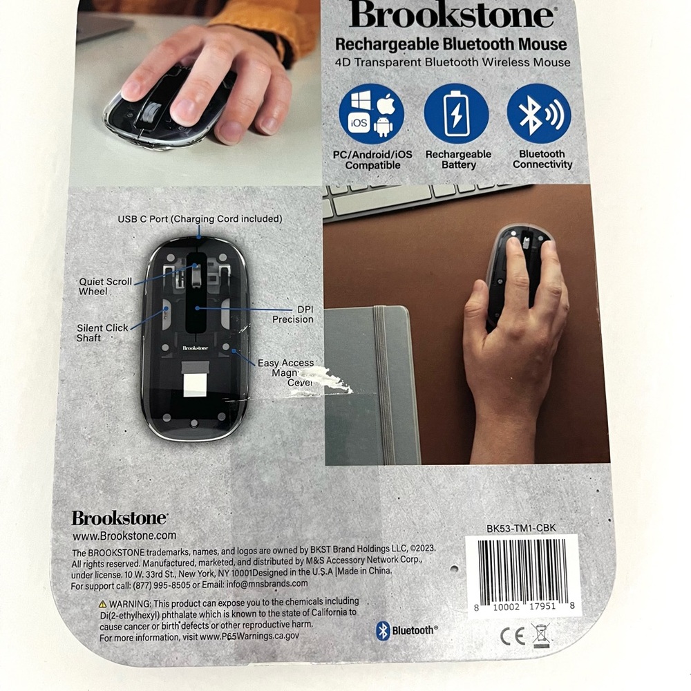 Rechargeable Bluetooth Mouse 4D Transparent Brookstone - Picture 7 of 7